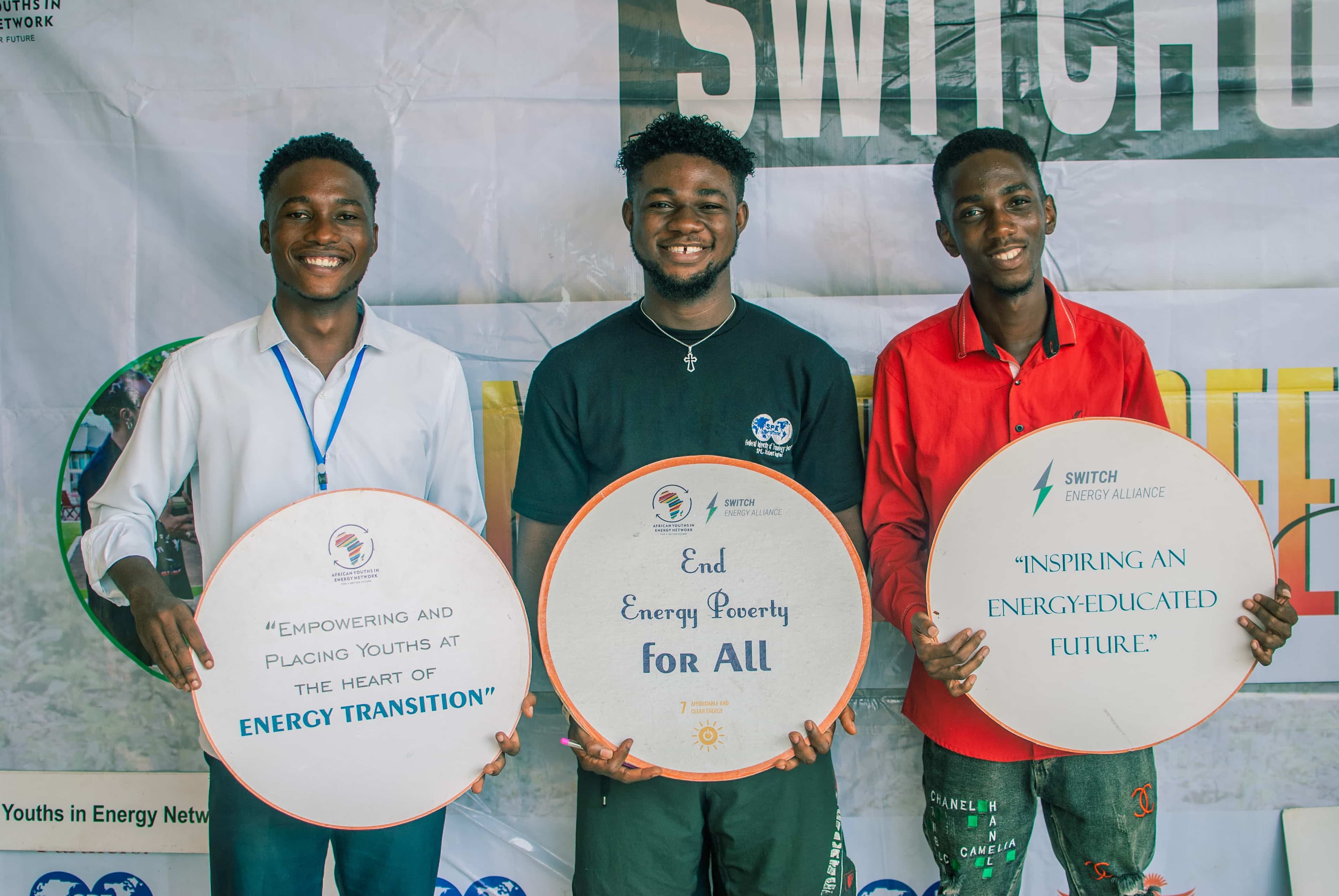 Colored Photo showing three team members at Ayen Conference